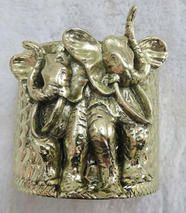 ANTIQUE GOLD CUFF BANGLE ELEPHANT ( 3937 AG ) - Ohmyjewelry.com