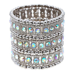 SILVER STRETCH BRACELET AB STONES ( 7739 SAB ) - Ohmyjewelry.com