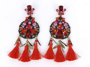 GOLD RED DANGLING EARRINGS ( 2951 GBRD )