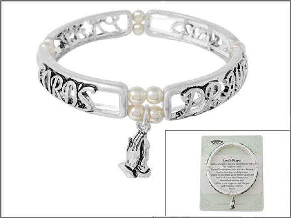 SILVER STRETCH BRACELET LORD'S PRAYER ( 01693 WSPL )