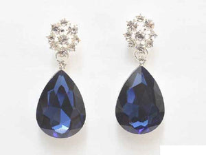 SILVER EARRINGS CLEAR BLUE STONES ( 5898 SMON )