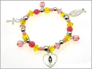 JESUS CROSS CHARM CHILDRENS STRETCH BRACELET ( 28704 B )