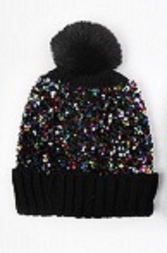GREY BEANIE MULTI COLOR SEQUINS ( 1162 GY )