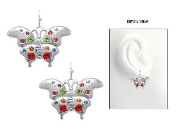 SILVER BUTTERFLY MULTI COLOR STONES ( 3787 ASMT )