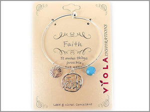 SILVER BANGLE FAITH CHARMS ( 4974 AS ) - Ohmyjewelry.com