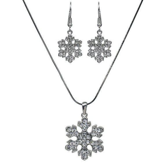 SILVER NECKLACE SET WITH SNOWFLAKE DESIGN ( 11600 x)