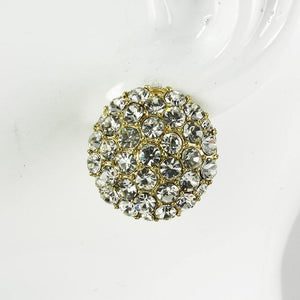 3/4" Gold Clear Rhinestone Dome Shape Stud Earrings ( 2109 GCR ) - Ohmyjewelry.com