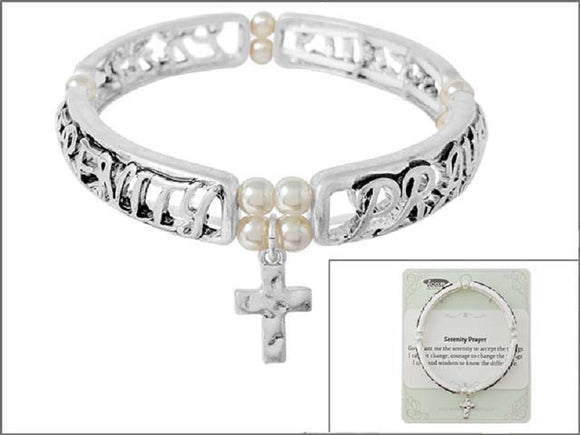 SILVER STRETCH BRACELET SERENITY PRAYER ( 01694 WSPL )