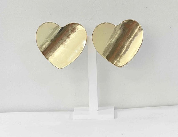 GOLD HEART CLIP ON EARRINGS ( 3074 G )