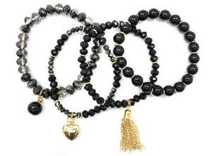 BLACK GOLD STRETCH BRACELETS ( 5467 GDBK )