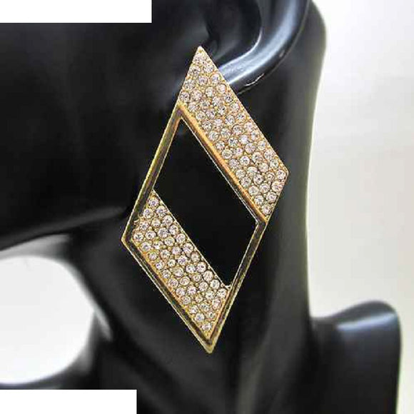 GOLD METAL EARRINGS CLEAR STONES ( 1021 GDCLR )