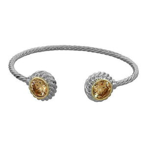 SILVER GOLD CUFF BANGLE TOPAZ CZ CUBIC ZIRCONIA STONES ( 8126 ) - Ohmyjewelry.com