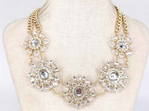 GOLD CLEAR STONE NECKLACE SET ( 1565 GDCL )