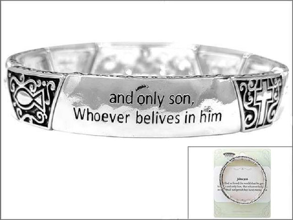 SILVER STRETCH BRACELET JOHN 3:16 ( 01614 AS )