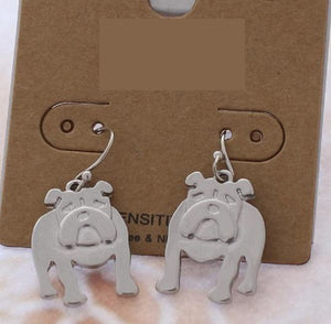 SILVER BULLDOG EARRINGS ( 34796 R )