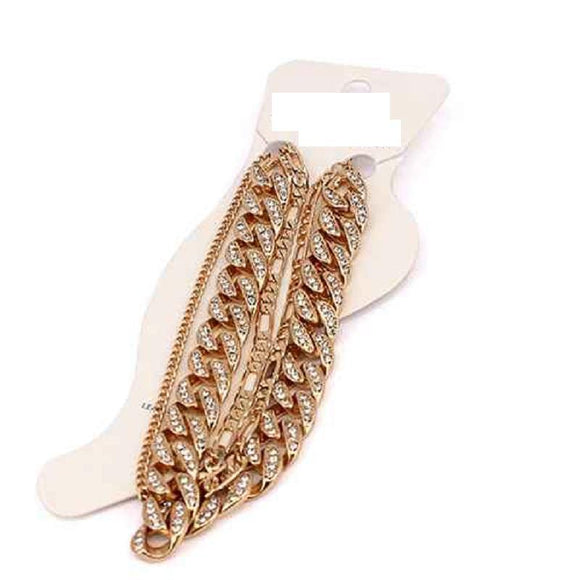 GOLD CHAIN ANKLET CLEAR STONES ( 5001 ) - Ohmyjewelry.com