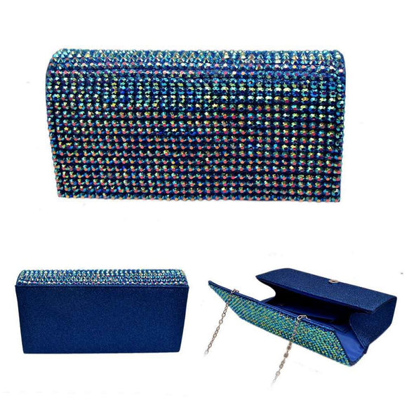 BLUE AB RHINESTONE EVENING BAG