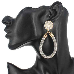 DANGLING GOLD CLEAR STONE EARRINGS ( 3307 ) - Ohmyjewelry.com