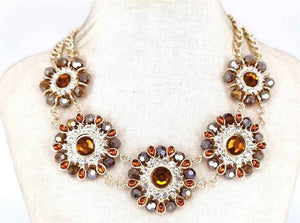 GOLD BROWN STONE NECKLACE SET ( 1565 GDBR )