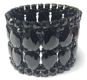 BLACK STRETCH BRACELET BLACK STONES ( 0125 4J ) - Ohmyjewelry.com