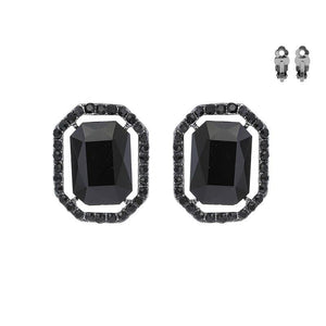 HEMATITE CLIP ON EARRINGS BLACK STONES ( 168 BJT ) - Ohmyjewelry.com