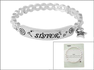 SILVER STRETCH BRACELET SISTER ( 01687 AS )