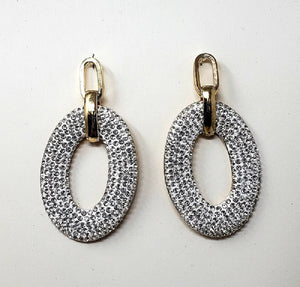 GOLD ROUND EARRINGS WHITE STONES ( 10055 GCL )