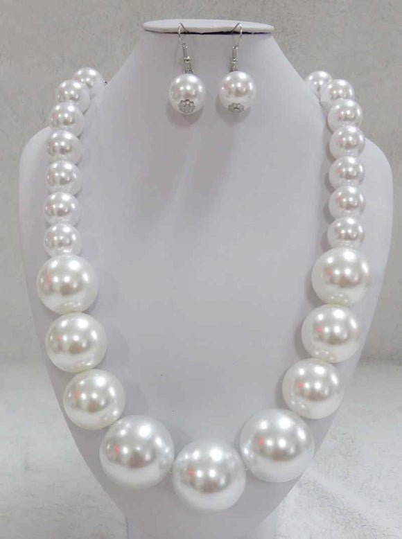 WHITE PEARL NECKLACE SET ( 602 WT )