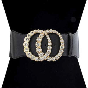 BLACK STRETCH BELT GOLD CLEAR STONES ( 2991 GDBLK )