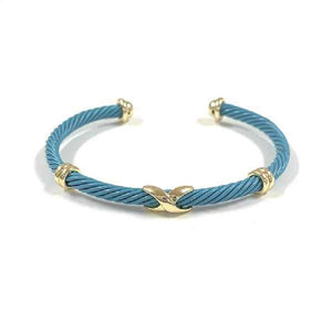 BLUE GOLD CUFF BANGLE X ( 8831 B )