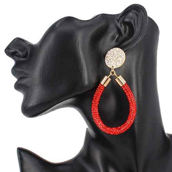 DANGLING GOLD RED STONE EARRINGS ( 3307 ) - Ohmyjewelry.com