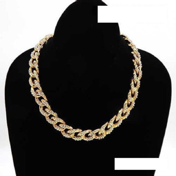 GOLD COLOR NECKLACE AB STONES ( 3324 GDAB )
