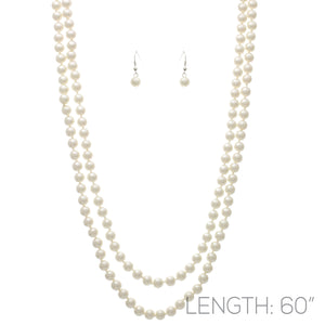 60" BEIGE PEARL NECKLACE SET ( 14322 BES )