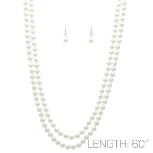 60" WHITE PEARL NECKLACE SET ( 14322 )