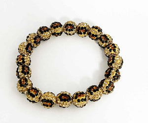 BROWN BALL STRETCH BRACELET BROWN BLACK STONES ( 598 BN )