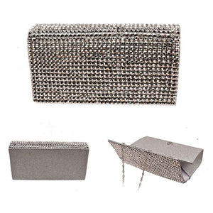 SILVER RHINESTONE EVENING BAG ( 11656 )