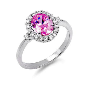 SILVER RING CLEAR PINK CZ CUBIC ZIRCONIA STONE SIZE 10 ( 1131 PK SIZE10 )