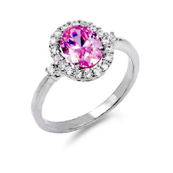 SILVER RING CLEAR PINK CZ CUBIC ZIRCONIA STONE SIZE 8 ( 1131 PK SIZE8 )