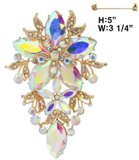 GOLD BROOCH AB STONES ( 03 GAB )