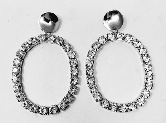 SILVER EARRINGS CLEAR STONES ( 10064 S )