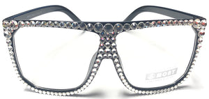 BLACK SUNGLASSES CLEAR SWAROVSKI STONES ( 31 CL )