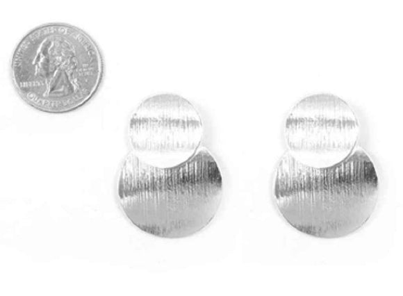 SILVER BRUSHED METAL EARRINGS ( 4045 RH ) - Ohmyjewelry.com