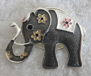 SILVER GREY ELEPHANT BROOCH MAGNETIC PIN