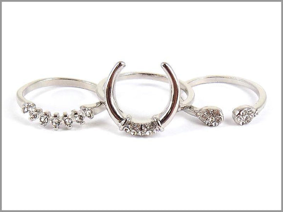 3 PC SILVER RING SET CLEAR STONES SIZE 7 ( 0172 SIZE 7 ) - Ohmyjewelry.com