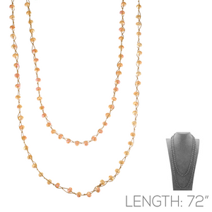 72" Long 8mm Glass Knotted TOPAZ Wrap Around Necklace ( 16108 LCT )