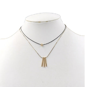 2 Layer Simple Gold 3 Bar Drop Necklaces ( 163410 )