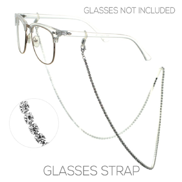 3mm 1 Row Silver Clear Rhinestone Glasses Strap ( 16628 )
