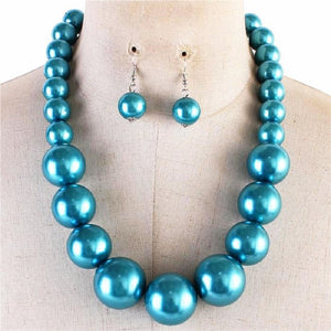 AQUA PEARL NECKLACE SET ( 602 AQ )