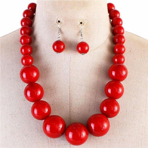 RED PEARL NECKLACE SET ( 602 RD )