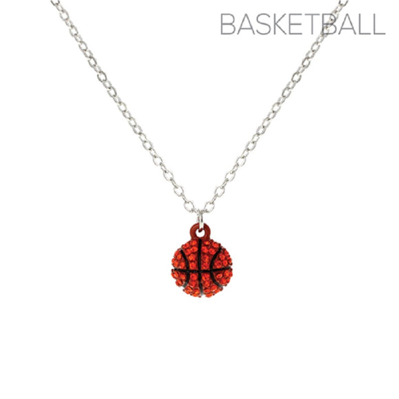 SILVER NECKLACE WITH BASKETBALL PENDANT ( 16923 )